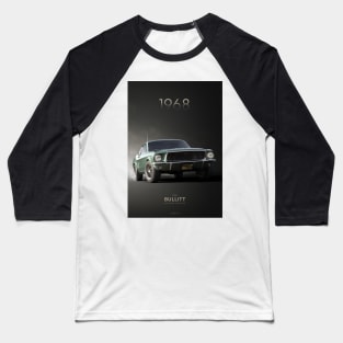 1968 Ford Bullitt Mustang Artwork Baseball T-Shirt